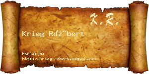 Krieg Róbert névjegykártya